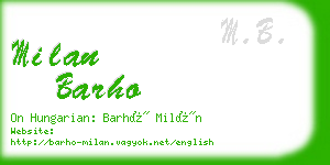 milan barho business card